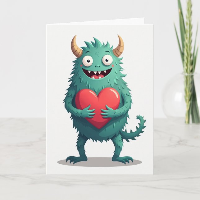 Tarjeta de amor de monstruo lindo (Anverso)