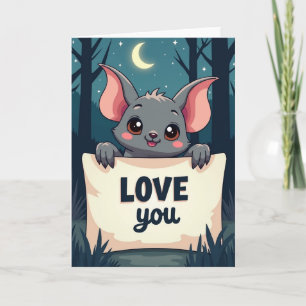 Tarjeta de amor de murciélago de noche linda