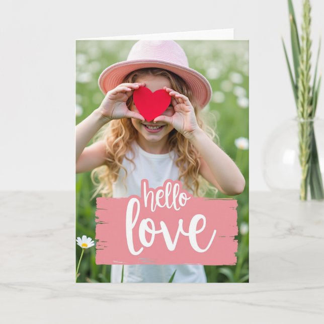 Tarjeta de amor de niña hola (Anverso)