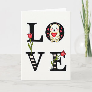 Tarjeta de amor de oso lindo simple