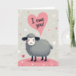 Tarjeta de amor de oveja divertida 'Te quiero ovej