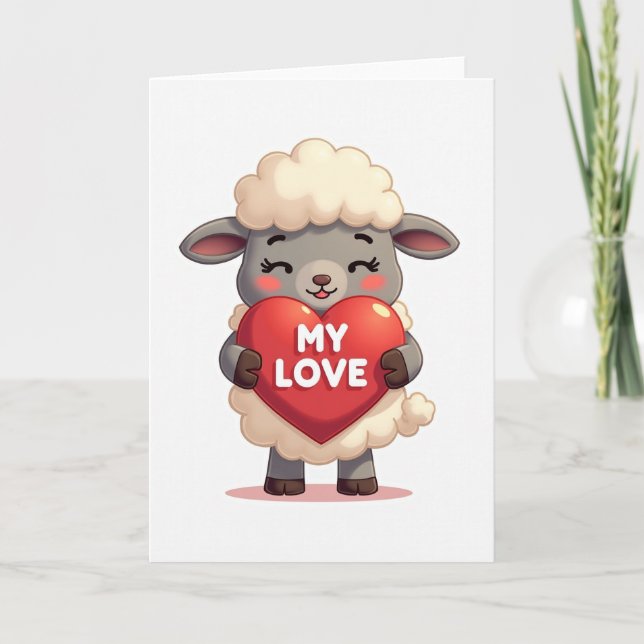 Tarjeta de amor de oveja linda (Anverso)