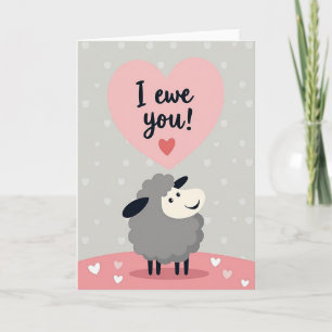 Tarjeta de amor de oveja linda Te quiero