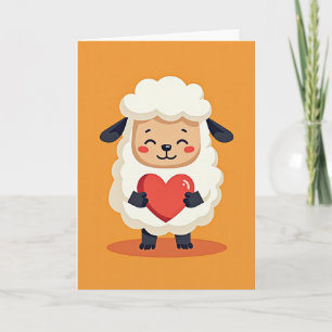 Tarjeta de amor de oveja linda y esponjosa