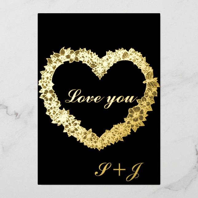 Tarjeta de amor de papel de oro (Anverso)