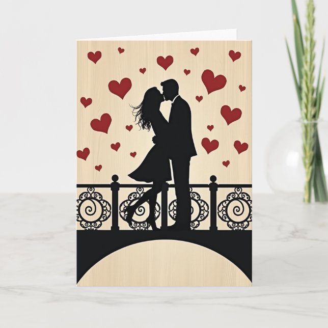 Tarjeta de amor de pareja besándose (Anverso)