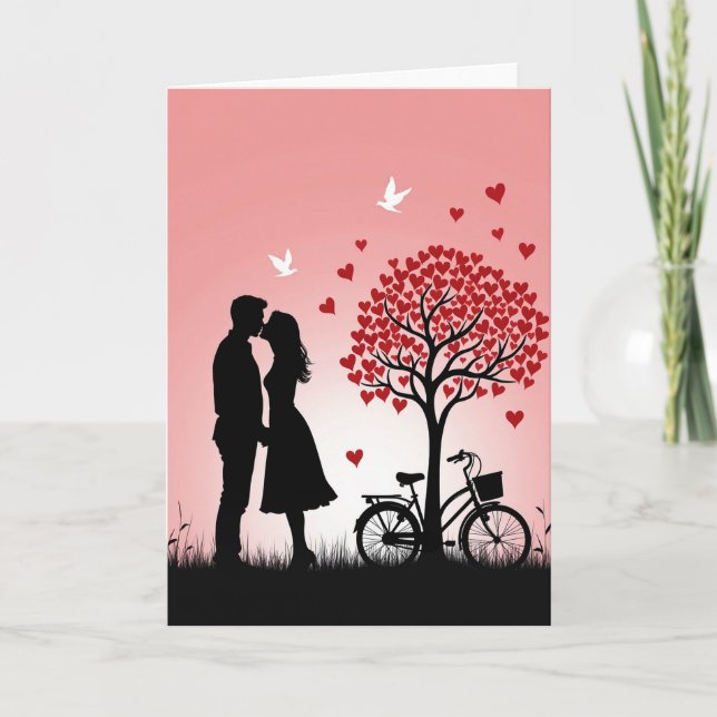 Tarjeta de amor de pareja besándose (Anverso)
