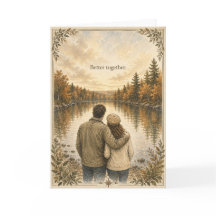 Tarjeta de amor de pareja de acuarela Mejor Juntos