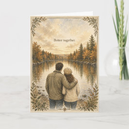 Tarjeta de amor de pareja de acuarela Mejor Juntos
