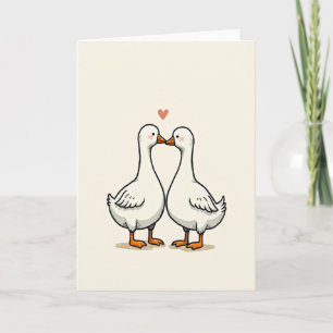 Tarjeta de amor de pareja de gansos lindos