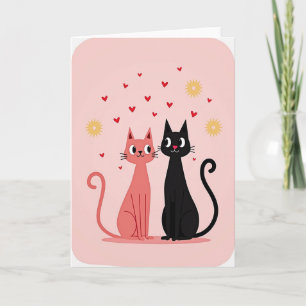 Tarjeta de Amor de Pareja de Gatos Adorables