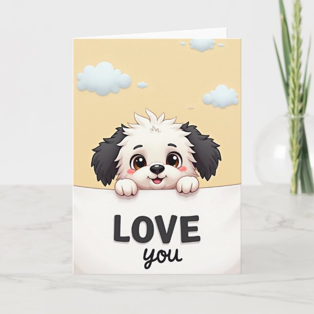 Tarjeta de Amor de Perrito Desgreñado (Anverso)