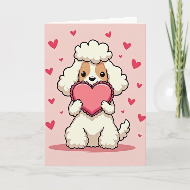 Tarjeta de amor de perro caniche lindo (Anverso)