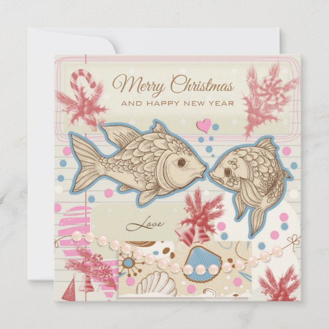 Tarjeta de amor de pez de Navidad (Anverso)