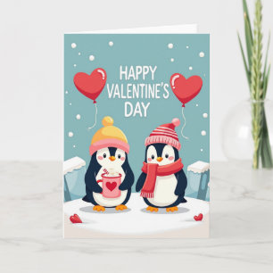 Tarjeta de amor de pingüino del día de San Valentí