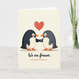 Tarjeta de amor de pingüino lindo para siempre