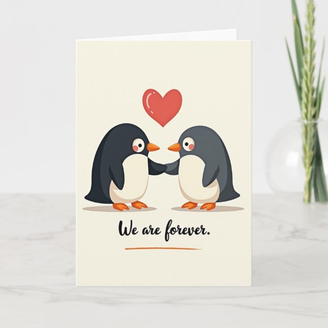 Tarjeta de amor de pingüino lindo para siempre (Anverso)