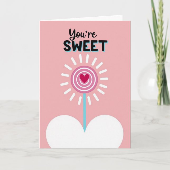 Tarjeta de amor de piruleta dulce (Anverso)
