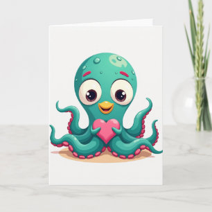Tarjeta de amor de pulpo lindo