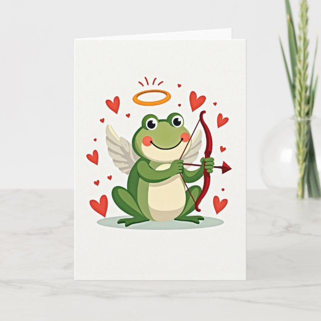 Tarjeta de amor de rana Cupido (Anverso)