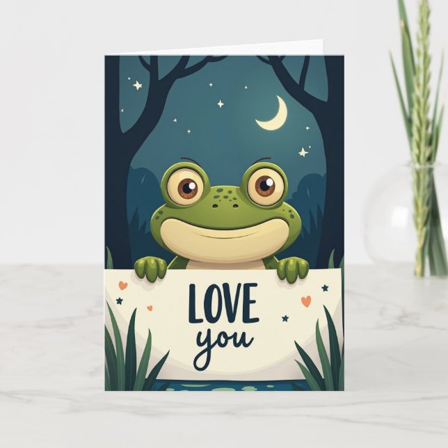 Tarjeta de amor de rana linda (Anverso)