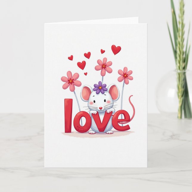 Tarjeta de amor de ratón lindo (Anverso)
