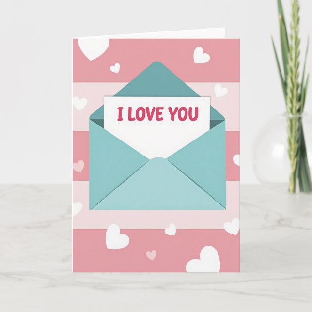 Tarjeta de amor de rayas en el corazón (Anverso)