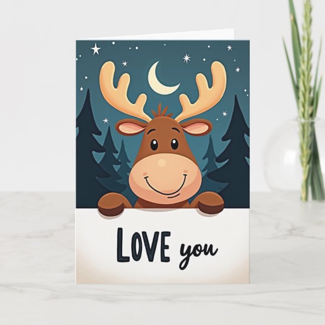 Tarjeta de amor de reno de Navidad (Anverso)