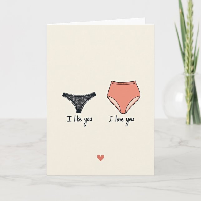 Tarjeta de amor de ropa interior divertida (Anverso)
