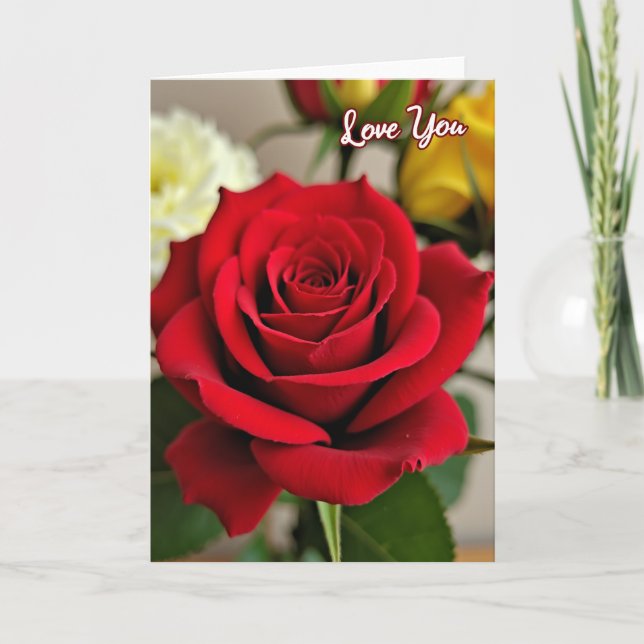 Tarjeta de amor de rosa roja (Anverso)