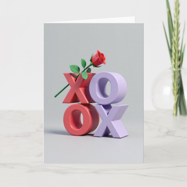 Tarjeta de amor de rosa roja Xoxo (Anverso)