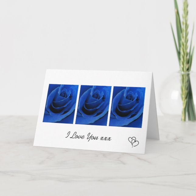Tarjeta de amor de rosas azules (Anverso)