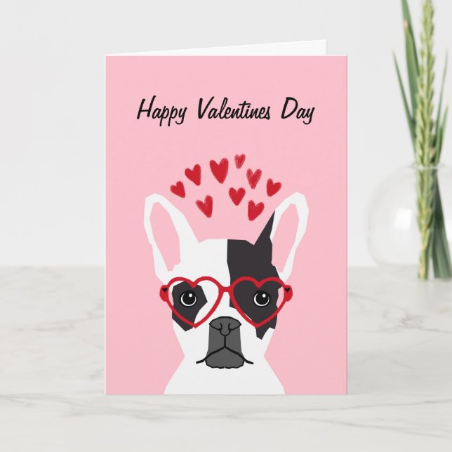 Tarjeta de amor de San Valentín Bulldog francés (Anverso)