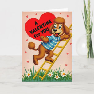 Tarjeta de amor de San Valentín de caniche lindo