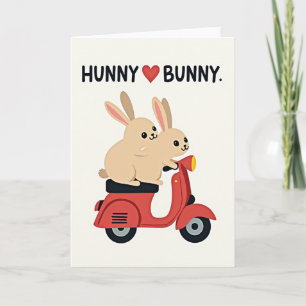 Tarjeta de amor de scooter Hunny Bunny