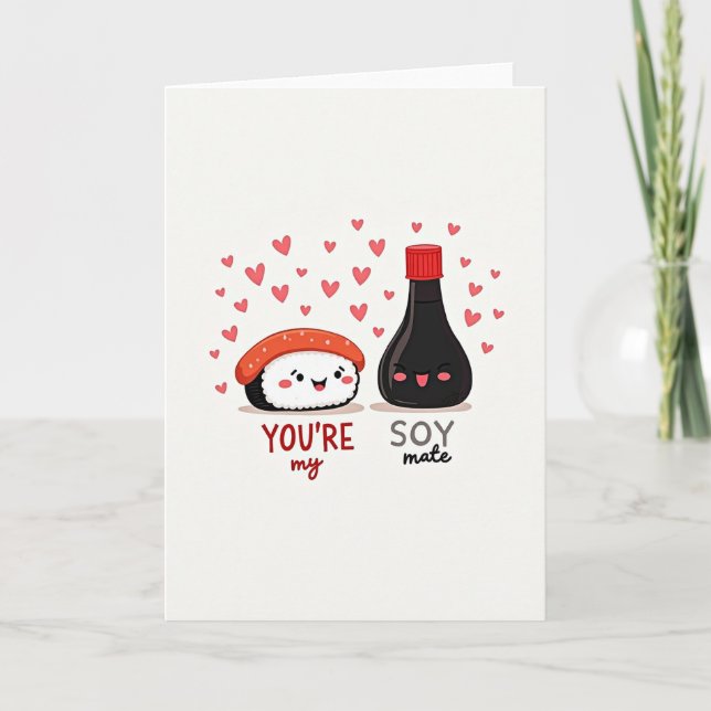 Tarjeta de amor de sushi Eres mi soymate (Anverso)