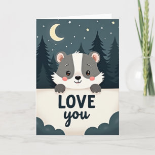 Tarjeta de amor de tejón lindo