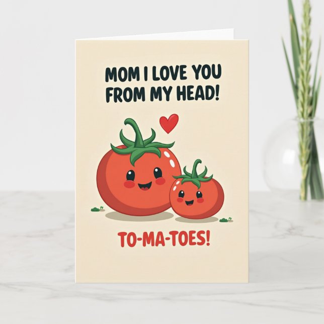 Tarjeta de amor de tomate a mamá (Anverso)