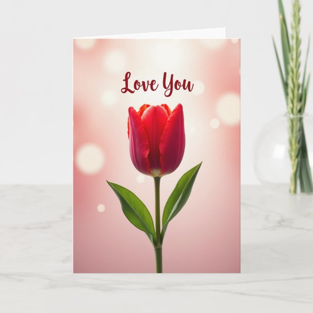 Tarjeta de Amor de Tulipán Rojo (Anverso)