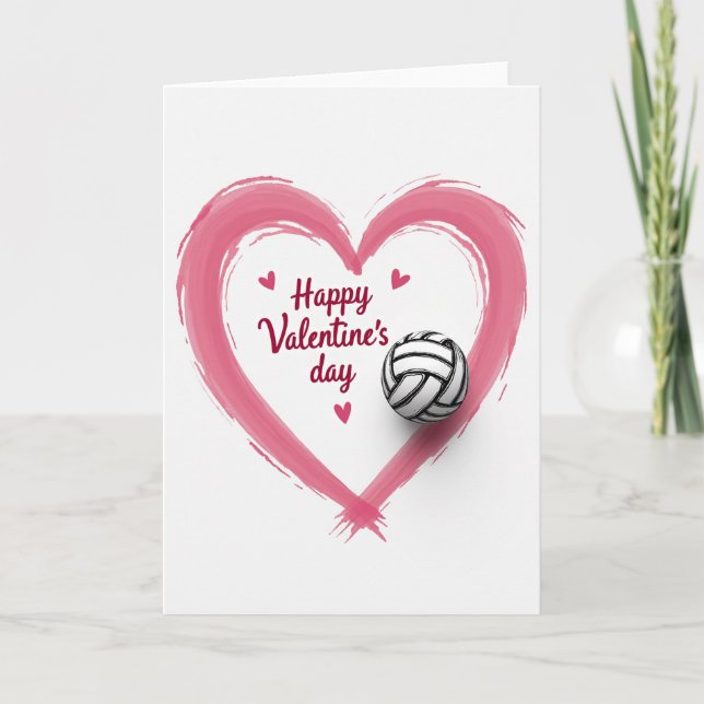 Tarjeta de amor de voleibol de corazón rosa (Anverso)
