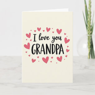 Tarjeta de amor del abuelo con corazón rosa