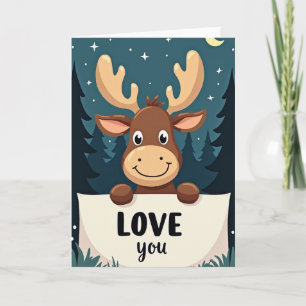 Tarjeta de amor del bosque de alce lindo