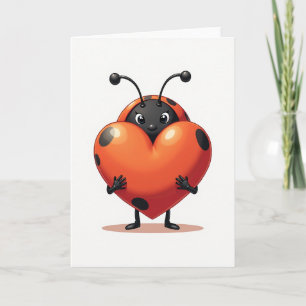 Tarjeta de amor del corazón de mariquita