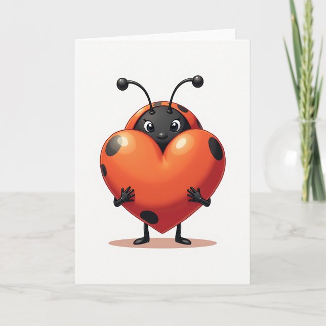 Tarjeta de amor del corazón de mariquita (Anverso)