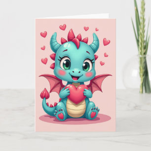 Tarjeta de amor del corazón del dragón bebé