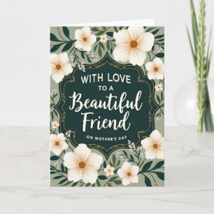 Tarjeta de amor del día de la madre con marco turq