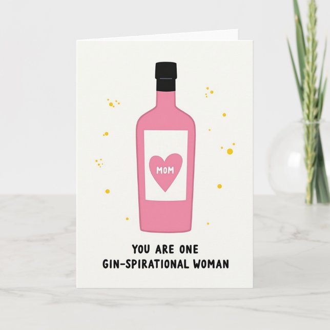 Tarjeta de amor del día de las madres con botella  (Anverso)