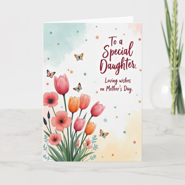Tarjeta de amor del día de las madres floreciendo (Anverso)