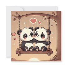 Tarjeta de amor del panda que se balancea