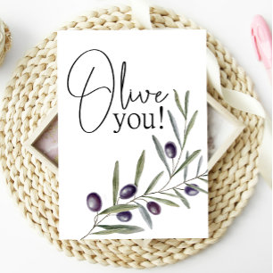 Tarjeta de amor divertido Olive You pensando en ti